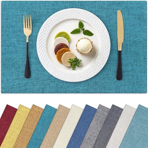 Homaxy Cloths Placemats for Dining Table Set of 4, 13" x 19", Teal