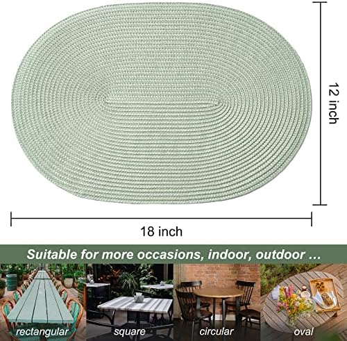 AHHFSMEI Placemats Set of 4 for Dining Table Washable Woven Non-Slip 18x12 inches Placemat Heat-Resistant Durable Table Mats for Dining Table Easy to Clean (Sage Green, 4)