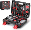 Eastvolt 128-Piece Home Repair Tool Set, Tool Sets for Homeowners, General Household Hand Tool Set with Storage Toolbox, EVHT12801, Black + Red (ASK01) (Pack of 5)