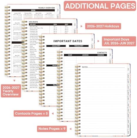 Planner 2026-2027, Weekly & Monthly Academic Calendar, Jul 2026 – Jun 2027