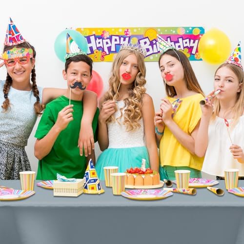 CXPSINC 54 Inch X 300 Feet Plastic Table Cover Roll Disposable Tablecloth with Slide Cutter for All Type/Shape Tables | Party, Banquet, Birthdays, Weddings(Silver, 300 Feet)