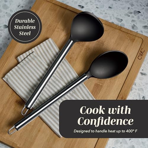 COOK WITH COLOR Silicone Cooking Utensils, Kitchen Utensil Set, Easy to Clean Silicone Kitchen Utensils, Cooking Utensils for Nonstick Cookware, Kitchen Gadgets Set, 10 Pieces, Black