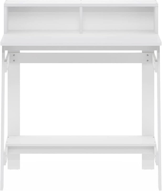 Furinno Simplistic A Frame Computer Desk, Regular, White | with Monitor Stand, A Frame Computer Desk, Office Desk, for Home Office, Bedroom, Study Room, Dorm