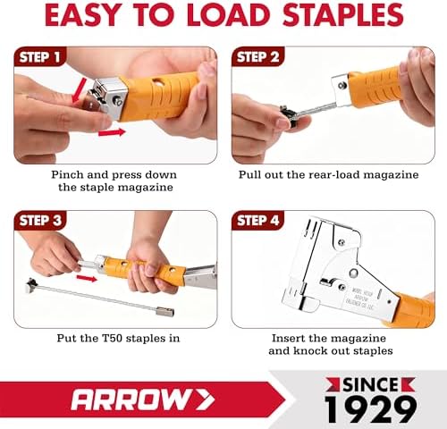 Arrow T50 Heavy-Duty Staple Gun, Manual Stapler
