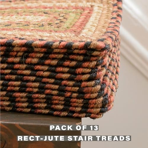 Homespice Gingerbread Jute Braided Stair Treads, Rect 8x28 Set of 13