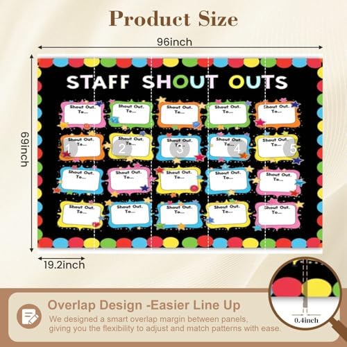 Peel and Stick Wallpaper Wall Decor Self Adhesive Removable Wall Paper Colorful Staff Shout Outs Bulletin Board Decorative Borders Stars Decorative Wall Mural for Bedroom Living Room