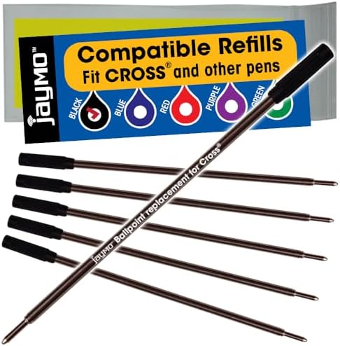 Replacement for Cross 8513 - Ballpoint Pen Refill - 6 Black