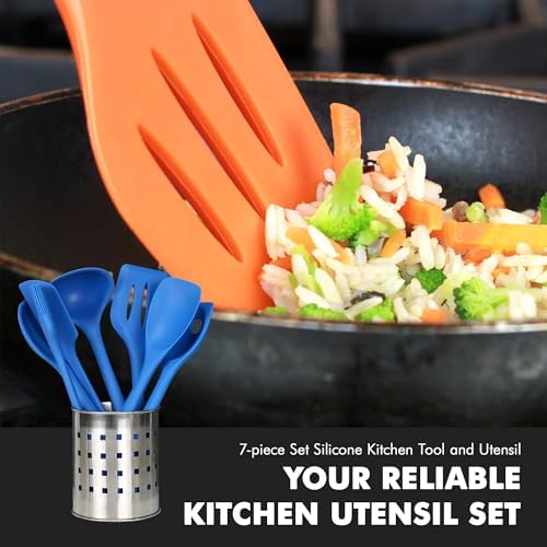 Chef Craft 7 Piece Blue Premium Silicone Kitchen Tool Set (42081)
