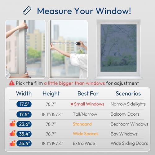 rabbitgoo Window Tint, One Way Privacy Film, Blue Silver, 17.5" x 78.7"