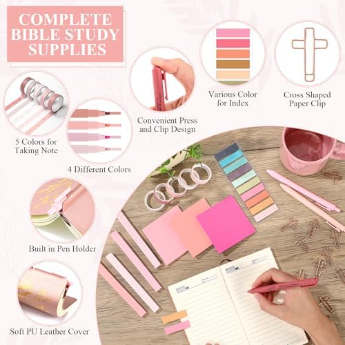 Reallnaiv Housekeeping Mug Bag Notebook Highlighter Pen Note, Pink