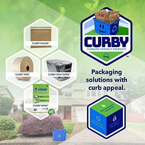 CURBY IPG Water-Activated Packing Tape, 2.76 in x 328 ft, Tan, 8-Pack