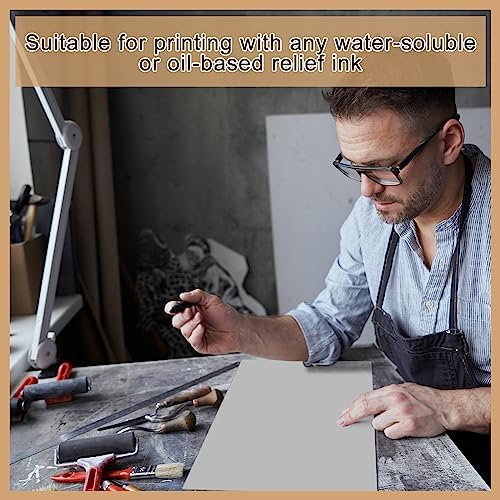 Yeaqee 12 Pcs 9 x 12 Inch Linoleum Blocks for Printmaking, Gray