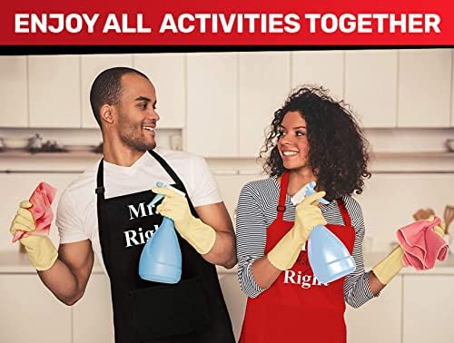 Prazoli Products Black & Red Apron Set - Bridal Shower Gifts | Mr and Mrs Aprons | Mr and Mrs Apron | His and Hers Aprons 50th Wedding Gifts