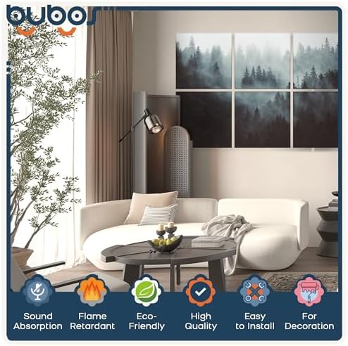 BUBOS 6 Pack Art Acoustic Wall Panels,70.8”x47.2”Self Adhesive for Home Decor