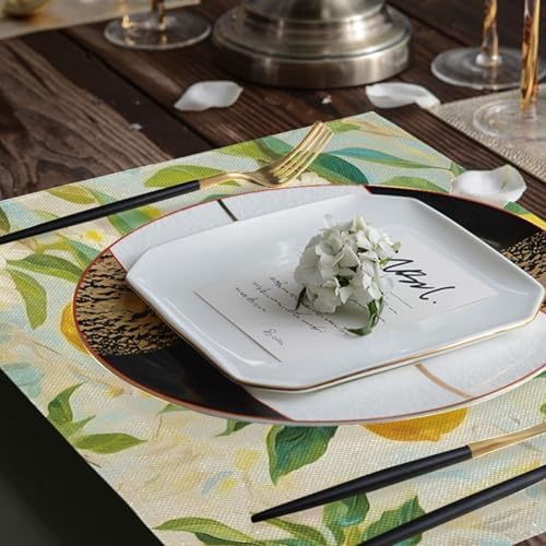ALAZA Lemon Print Flower 1 PC Placemats Rectangle Table Mat for Dining Table Restaurant Kitchen Home Decor, 12" x 18"