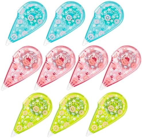 Plus CR-905 CR-905 48-538 x 10 Correction Tape ME Flower Pattern Assortment, Yellow, Blue, Pink, Single Use Type, 0.2 inches (5 mm) x 2.9 ft (7.5 m), Pack of 10