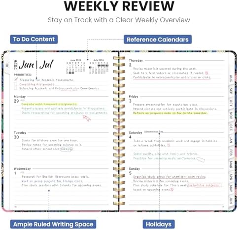 Large Planner 2026-2027, A4 (8.5" x 11") Hardcover Weekly & Monthly Planner July 2026 - June 2027 with Monthly Tabs, Academic Planner for School, Work and Office, Pelagia Parade