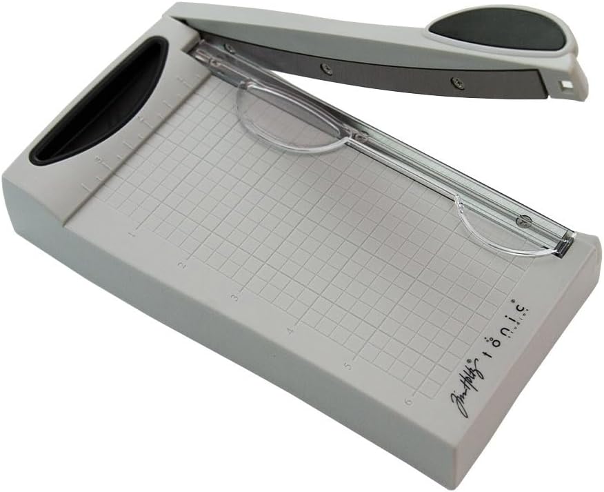 Tim Holtz Mini Paper Cutter - Small Portable Guillotine Paper Trimmer for Crafts, Photo Paper, and Card Making - 6.25 Inch Cutting Length with Ruler and Grid Lines