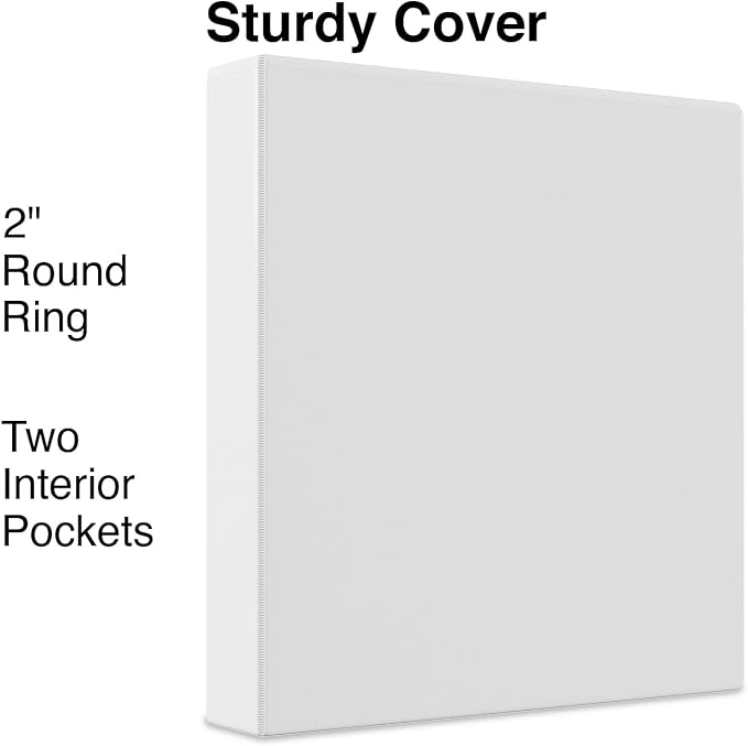 Staples Economy 2-Inch Round Ring Binder, White, 375 Sheets, 12-Pack | Lightweight school and office binders for everyday document storage.