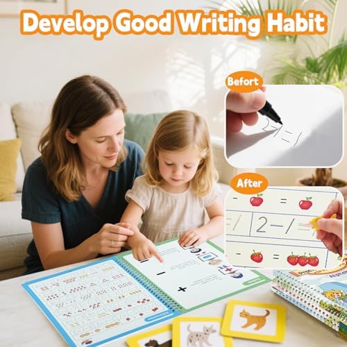 Magic Grooved Writing Practice Books, Reusable Handwriting Workbook