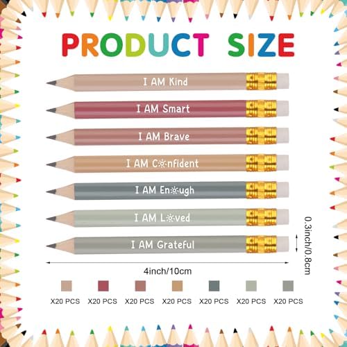 140Pcs Mini Pencils Bulk Inspirational Golf Pen-cils 4 inch Calming Corner Theme with Eraser Wood Cased Short for Classroom, Office, School and Party Game