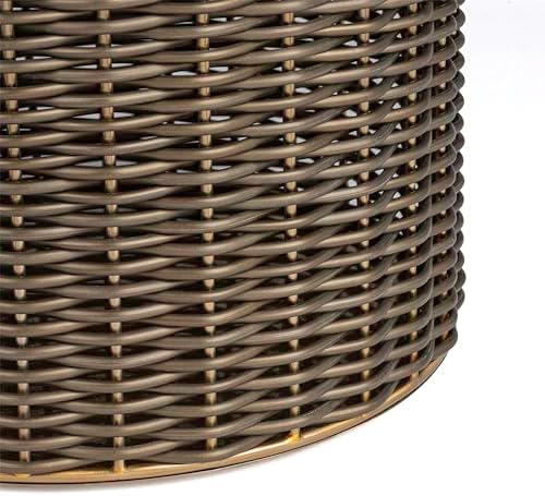 happimess Asher 4.13 Gal Faux Wicker Cylinder Waste Basket, Bronze/Coffee