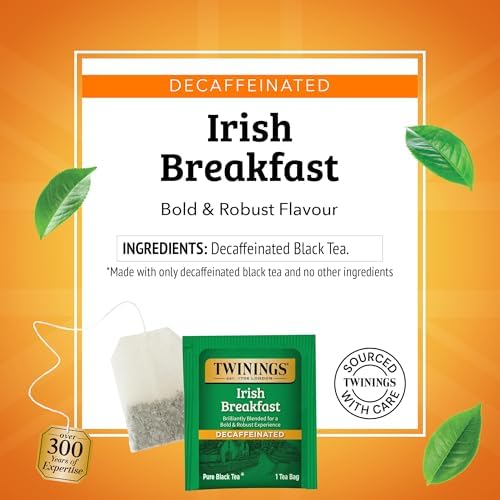 Twinings Decaffeinated Irish Breakfast Black Tea Bags, 20 CT (1 Pack)