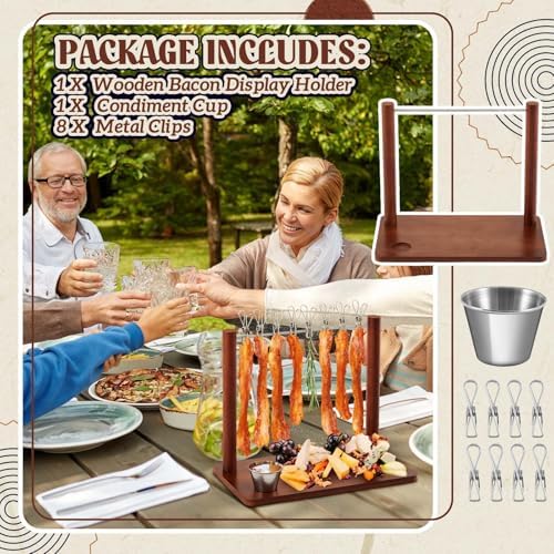 Acacia Wood 13 x 7.2 x 10.6 Inches Bacon Display Rack Wooden Bacon Tray
