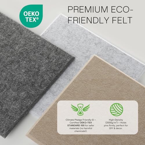 MaxGear Felt Bulletin Board 36" x 24", Dark Gray Felt Wall Tiles Push Pins