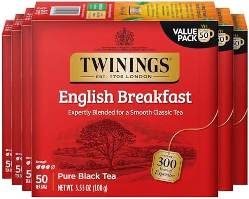 Twinings English Breakfast Black Tea Bags, 50 CT Box (6 Pack)