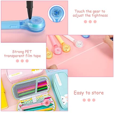 BESARME 6 Pack Correction Tape Pens, 1/5 X 236 Inch | Push pull protective, Smooth PET tape, Strong coverage, for school, office and exams