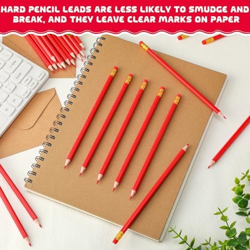 Sivak 100 Pack Red Colored Pencils with Eraser, Presharpened, Hexagonal, Erasable, Ideal for Drawing, Coloring, Marking, Grading, Teaching, Art, School