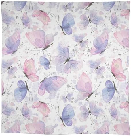 Purple Butterfly Tablecloth, Watercolor Pink Butterfly Abstract Cartoon Print Table Cloth for Farmhouse Kitchen Dinning Room Picnic Parties Home Decor 60x120in