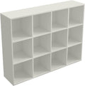 12-Cube Storage Shelf Bookcase, Warm White | Wooden 3-Tier Open Bookshelf, Fits 11×11" Bins, Vertical or Horizontal Use, Full Back Panels, For Home Office