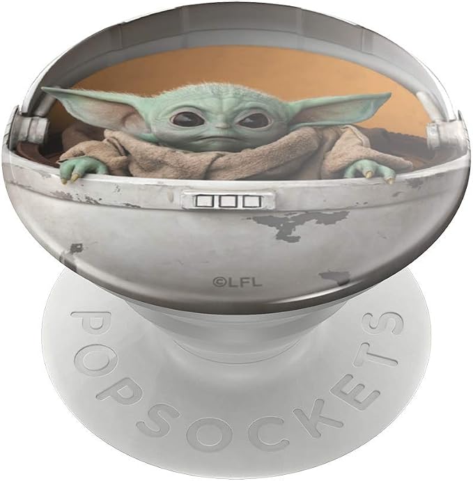 PopSockets Adhesive Phone Grip, Holder- Baby Yoda Pod | Secure Comfortable Hold, Anti-Drop, Kickstand, Star Wars, Grogu, Electronic Accessories, For iPad/Kindle/iPhone/Android
