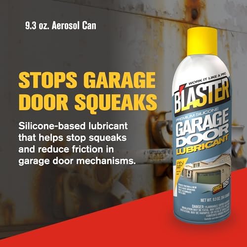 B’Laster Garage Door Lubricant Spray – Premium Silicone Garage Door Lube – Reduces Friction, Quiets Noisy Operation, Tack-Free Formula that Won’t Attract Dust or Dirt – 9.3oz (Case of 12)