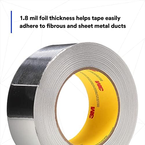 3M Aluminum Foil Tape 3380, Silver, 48 mm x 45 m, 3.25 mil, 1 Roll