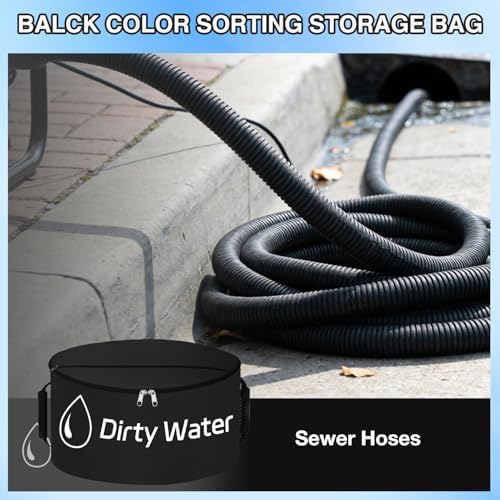 Nilight 1 Pack RV Sewer Hose Storage Bag, Waterproof Black Dual Zipper