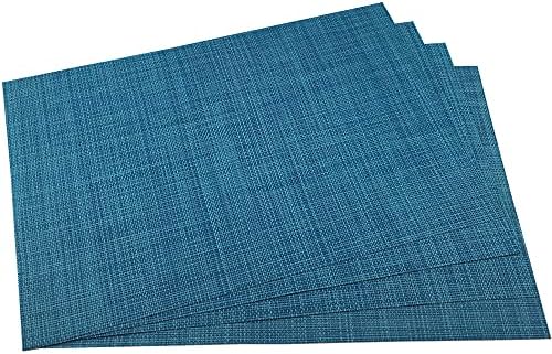 WAZAIGUR Placemats Crisscross Woven Vinyl Place Mats Set of 4 Blue