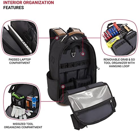 SwissGear Tool Bag Backpack, Fits Up to 17-Inch Laptop, Work Pack PRO, Black/Brown Canvas