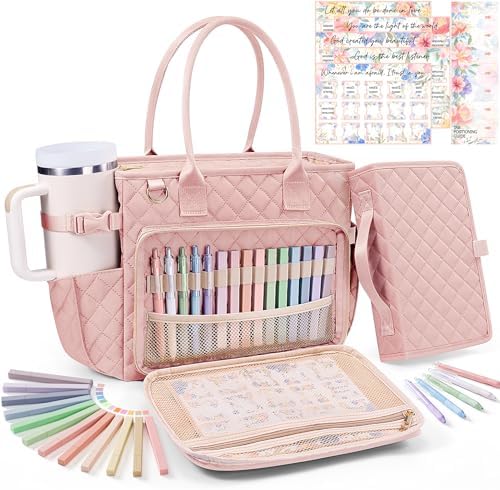 Large Bible Bag with Bible Cover Case for Women, Quilted Church Tote Bag
