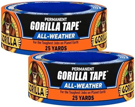 GORILLA All Weather Duct Tape, Black, 1.88 in x 25 yd, 2-Pack