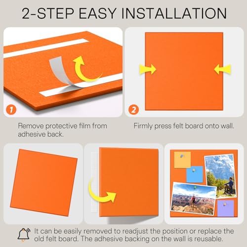 MaxGear Felt Bulletin Board 48" x 36", Orange Felt Wall Tiles Wall Decor