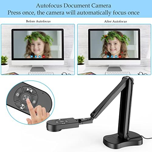 8MP USB Document Camera for Teachers and Classroom for A3 A4 Size with Dual Mic, 3-Level LED Light, Up and Down, Left and Right Image Inversion, for Distance Teaching & Learning