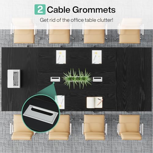 Tribesigns 8FT Conference Table, 94.49 L x 47.24 W x 29.53 H Inches Large Meeting Podcast Table for 10 People, Business Style Wooden Training Table with Strong Metal Frame for Office Conference