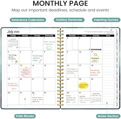 Planner 2026-2027, Jul 2026-Jun 2027 Academic Monthly & Weekly Planner | 6.3" x 8.5" Hardcover Pretty Calendar Planner for Women, Spiral Organizer for School Office Home Supplies, Whale Dreams