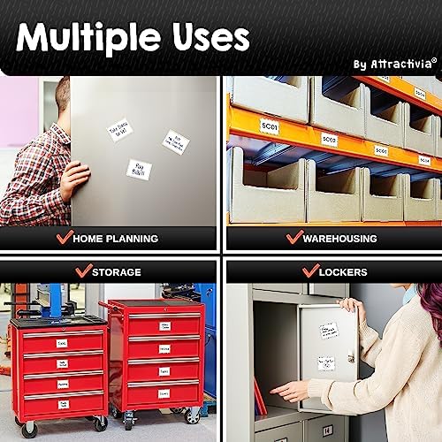 Attractivia Dry Erase Magnetic Labels 2.8 x 1.8 in, Pattern Borders, Small Dry Erase Magnets, 40-Pack, Colored Erasable Write-On All-Purpose Labels, for Office, Education, Home, Whiteboard