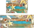 Beach and Nautical Kitchen Rugs for Floor 2 Piece Set, Wood Grain Ocean Coastal Beach Kitchen Rug, Nautical Kitchen Mat in Front of Sink for Standing for Kitchen Decor 17"X30"+17"X47"