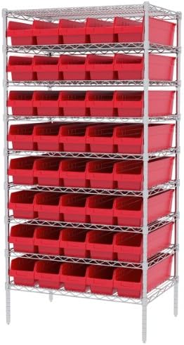 Akro-Mils 30094 Plastic Nesting ShelfMax Storage Bin Box, (24-Inch x 6-Inch x 6-Inch), Red, (10-Pack)