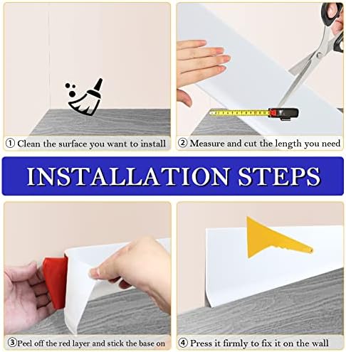 LSGCQ Vinyl Baseboard Molding Trim 4 Inch Self-Adhesive Vinyl Wall Base